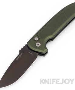 Pro-tech Knives PTLG327-GREEN Rockeye Auto Smoky Grey DLC CPM-D2 Plain Edge Blade with Textured Green Aluminum Handles