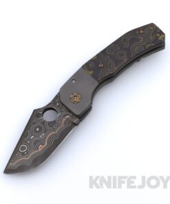 Zermeno Knives Tyr 80 Copper-Infused Damascus Blade with Titanium Handles and Desert FatCarbon Scales