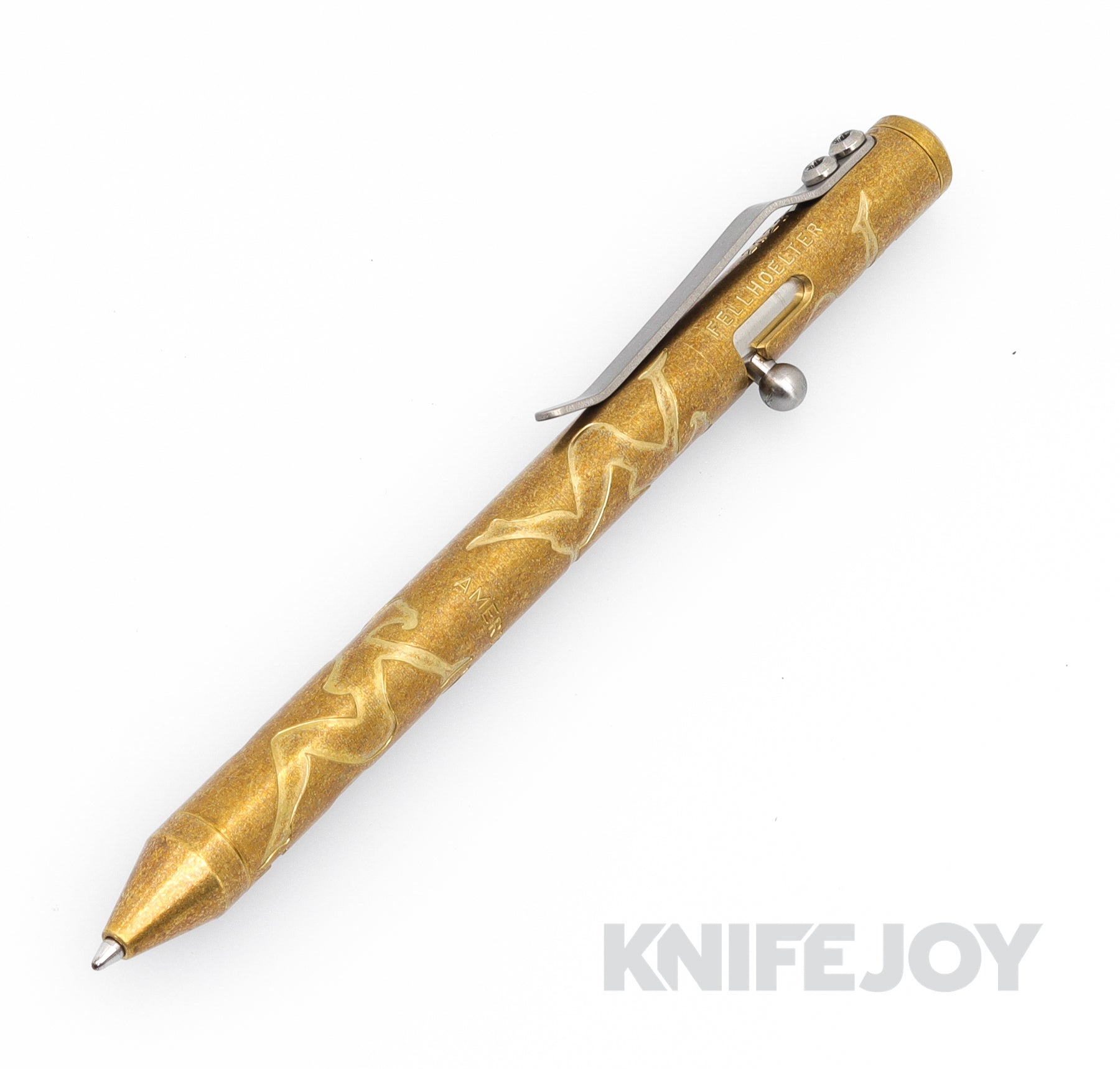 Fellhoelter TiBolt Full Size Brass Mud Flap Lady Engraved Pen