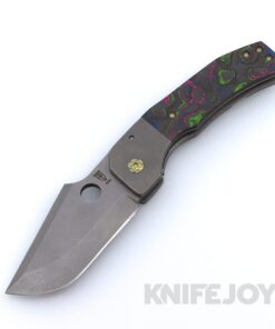 Zermeno Knives Tyr Stonewash Nitro-V Blade with Stonewash Titanium Handles and Psychedelic Scales