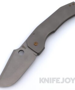 Zermeno Knives Tyr XL Stonewash CPM-154 Blade with Stonewash Titanium Handles and Gold Hardware