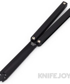 Squid Industries Knives Squiddy-AL Black Trainer Balisong Butterfly 6061 Al Alloy Black Blade with 6061 Al Alloy Black Textured Handles