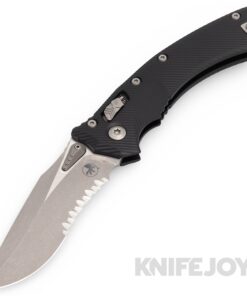 MICROTECH 137RL-11APFL Amphibian RAM-LOK Folder Apocalyptic Partially Serrated Blade with Fluted Black Type III Aluminum Handles
