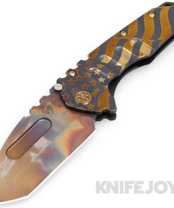 Medford Knives Praetorian "T" S45VN Vulcan Tanto Blade with DLC Gold American Flag Handles/ Bronze Hardware and Clip