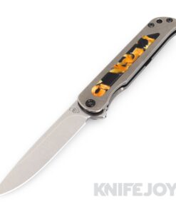 Medford Knives T-Bone S45VN Tumbled Drop Point Blade with Tumbled Tortoise Shell Inlay Handles/ Tumbled Spring/ Black Hardware/ DLC Clip