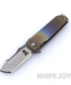 RichMade Knives Stingray 440C Stainless Steel Blade with Rainbow Flamed Smooth Titanium Scales