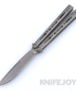 EPS Knives TiWraith Butterfly Balisong Knife Weehawk Plain Blade with Brushed Titanium Handles