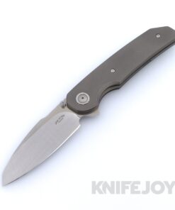 Johan vd Walt JB3Ti Custom Flipper with M390 Modified Sheepsfoot Satin Blade and Blasted / Tumbled Titanium Handles