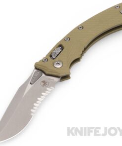 MICROTECH 137RL-11APFLGTOD Amphibian RAM-LOK Folder Partially Serrated Apocalyptic Blade with Fluted OD Green G10 Handles