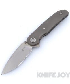 Johan vd Walt JB3Ti Custom Flipper with M390 Harpoon Satin Blade and Blasted / Tumbled Titanium Handles