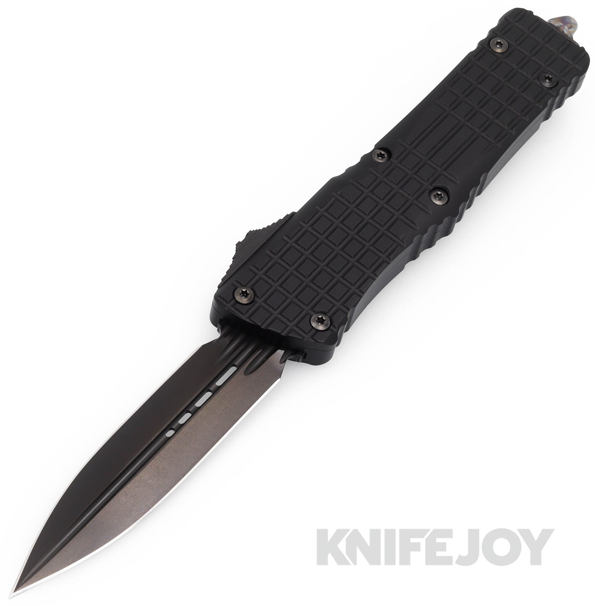 MICROTECH 142-1CT-DSH Combat Troodon OTF Auto Signature Series Double Edge Standard Blade with Delta Frag Shadow Fluted Alum Handles/ Nickel Boron Internals/DLC Hardware