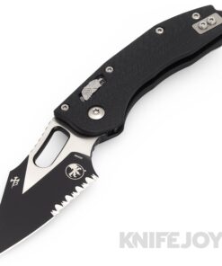 MICROTECH 169RL-2FLGTBK Borka Stitch RAM-LOK Folding Knife Black Partially Serrated Blade with Fluted Black G10 Handles