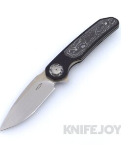 Johan vd Walt JB3 Custom Flipper with M390 Modified Sheepsfoot Satin Blade and Black G10 Scales with White Camo Carbon Inlays