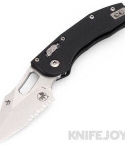 MICROTECH 169RL-11FLGTBK Borka Stitch RAM-LOK Folding Knife Standard Partially Serrated Blade with Fluted Black G10 Handles