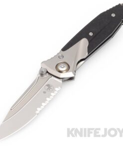 MICROTECH 260M-8CFTI Signature Series Socom Bravo Mini Folder Partially Serrated Edge Bead Blast Blade with Bronze Pivot Collar/ Carbon Fiber Scales