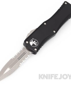 MICROTECH 702-11AP Hera Auto OTF Double Edge Apocalyptic Partially Serrated Blade with Black Aluminum Handles
