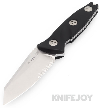 MICROTECH 93M-11 Fixed Blade SOCOM Alpha MINI Warcom Stonewash Partially Serrated Edge Blade with Carbon Fiber Handles