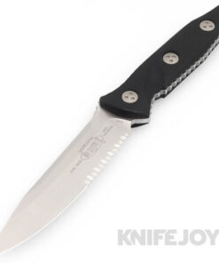MICROTECH 113-11 Fixed Blade SOCOM Alpha Single Edge Stonewash Partially Serrated Blade with Black G10 Handles