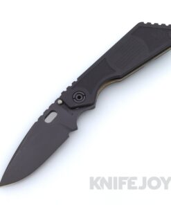 Mick Strider Knives SMF Black Top Swedge Grind Magnacut Blade with Black Flag Engraved Aluminum / Titanium Handle