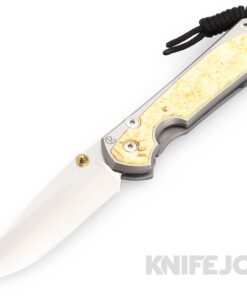 Chris Reeve Knives Large Sebenza 31 Drop Point Magnacut Blade with Box Elder Inlay Polished Titanium Handles