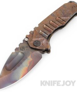 Medford Knives Praetorian Ti S35VN Vulcan Drop Point Blade with Scorched Earth/ Stained Glass Handles/ OS Tumbled PVD Hardware and Clip
