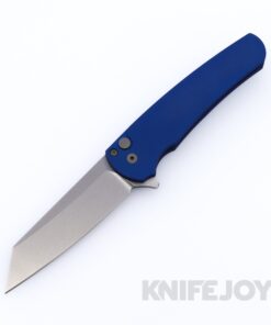 Pro-tech Knives PT5405-Blue Malibu Reverse Tanto Button Lock Flipper Stonewash Magnacut Blade with Blue Textured Handle