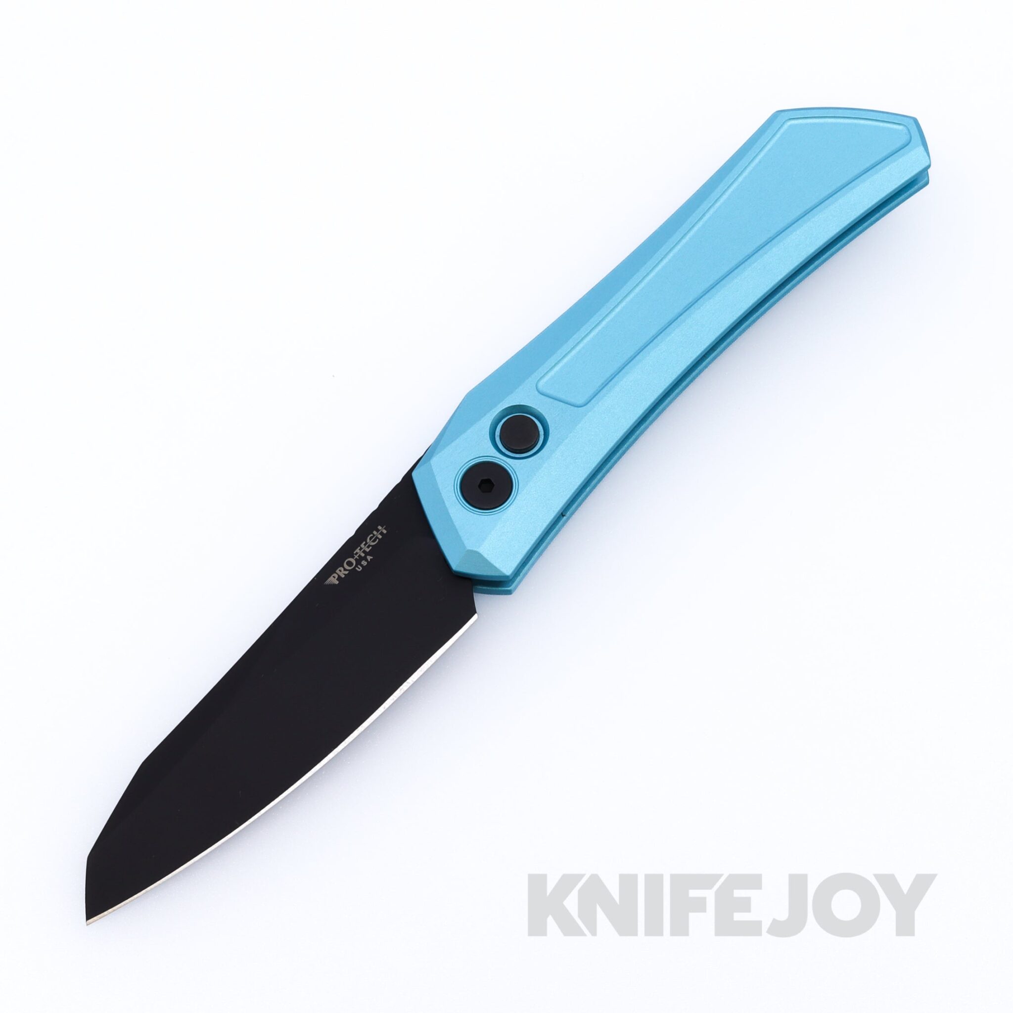 Pro-tech Knives PT-DS103-T.Blue Auto Sinkevich Design Oligarch Auto DLC Black Magnacut Blade with Solid Turquoise Blue Aluminum Handles