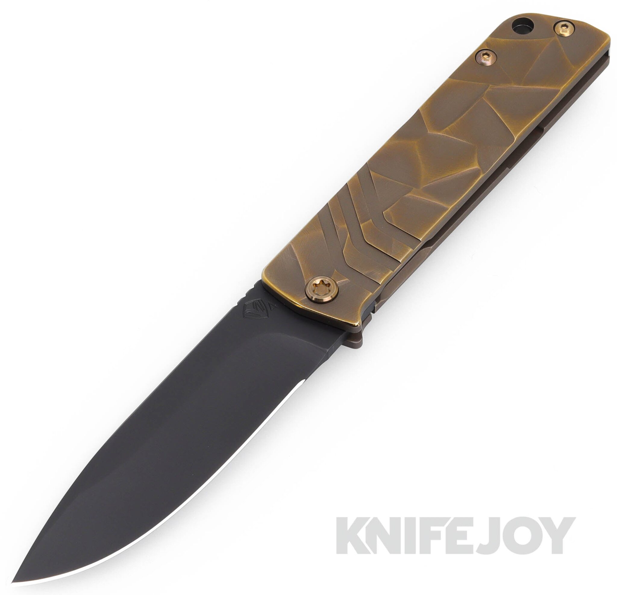 Medford Knives The Antik S45VN DLC Drop Point Blade with Bronze Stained Glass Handles/ Bronze Hardware and Clip