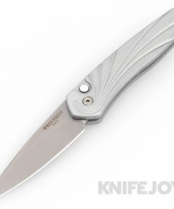 Pro-tech Knives PT3436-GREY Newport Auto Folder Stonewash Blade with Special Grey 3D Wave Pattern Handle/ MOP Push Button