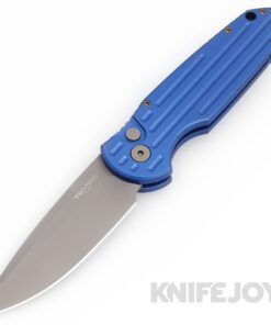 Pro-tech Knives PTTR-3-BLUE Tactical Response 3 Auto Folder Plain Bead Blast Clip Point Blade with Dark BLUE Grooved Handle