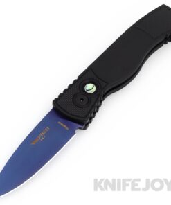 Pro-tech Knives PTT203-SB Tactical Response 2 Auto Folder Plain Edge Sapphire Blue Magnacut Blade with Black Aluminum Handles/ Textured Corners/ Abalone Button