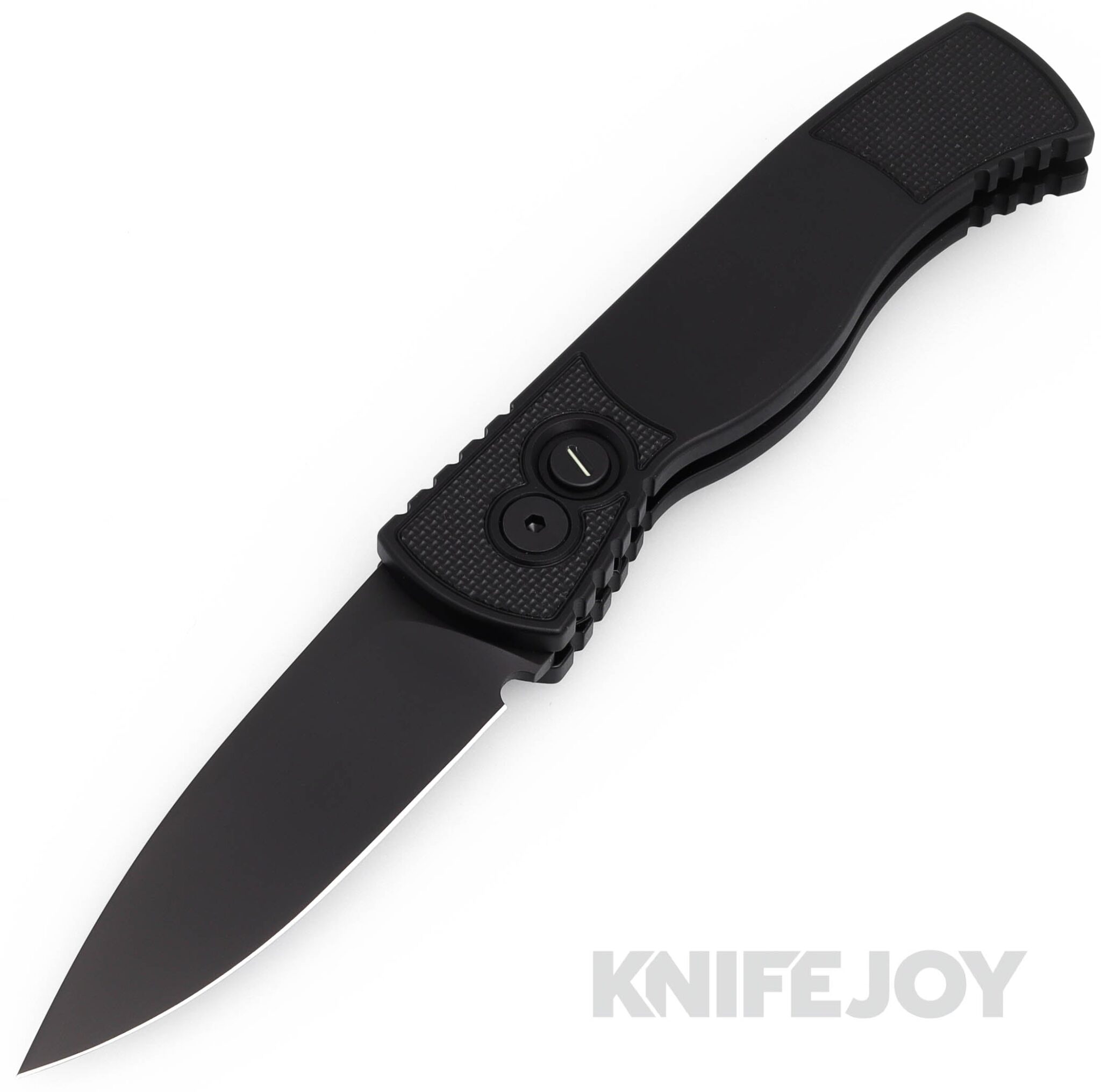 Pro-tech Knives PTT203-OPERATOR Tactical Response 2 Auto Folder Plain Edge Black Magnacut Blade with Black Aluminum Handles/ Textured Corners/ Tritium Button