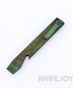 Maverick Customs 5" Distressed Green Titanium Pocket Pry Bar / Bottle Opener