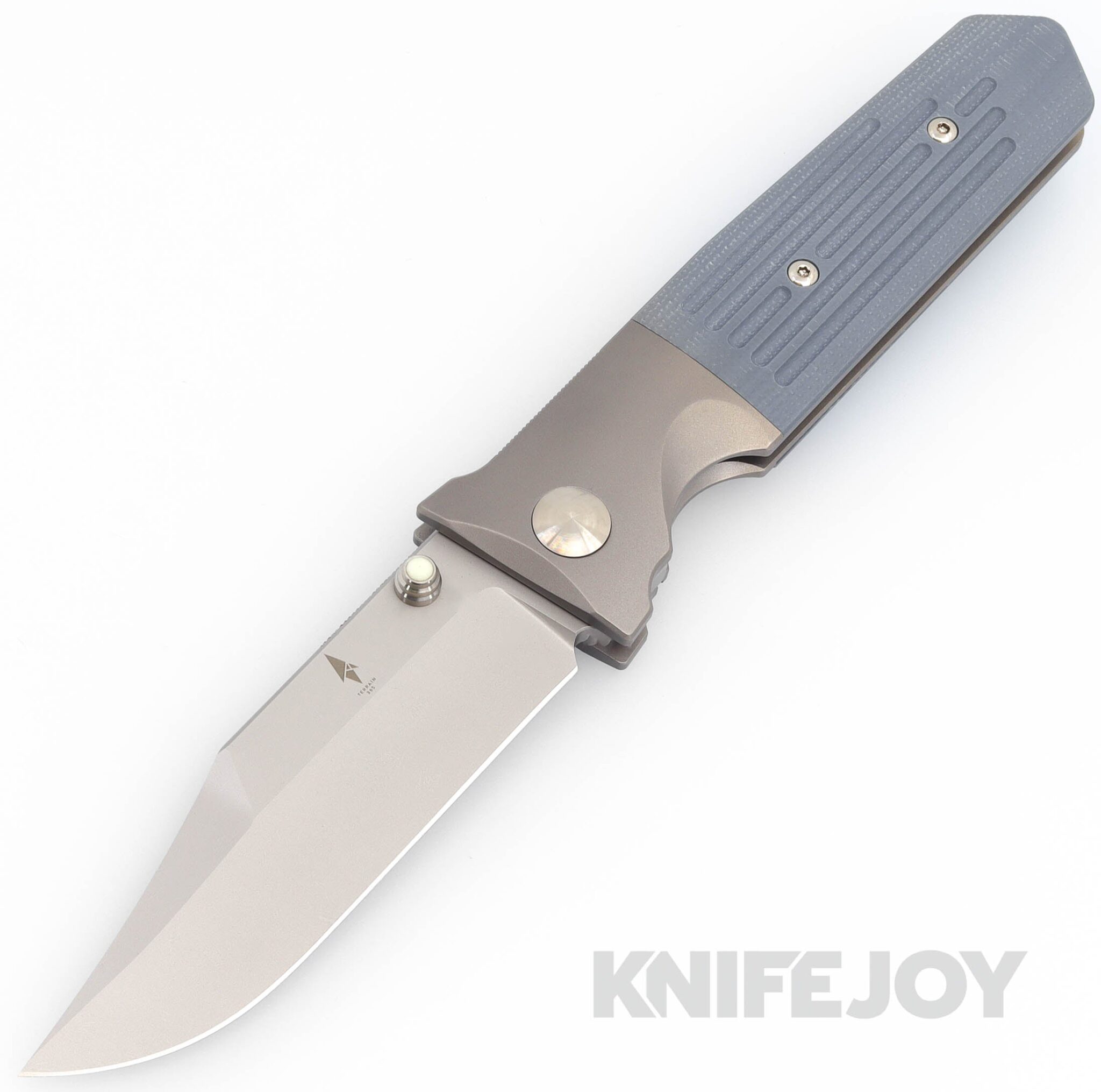 Terrain 365 T365-10907 STS-ATB Framelock Folder Terravantium Cobalt Blade with Grey G10 Handles