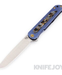 Medford Knives T-Bone S45VN Tumbled Tanto Blade with Blue Mosaic Handles/ Blue Spring/ Bronze Hardware and Clip