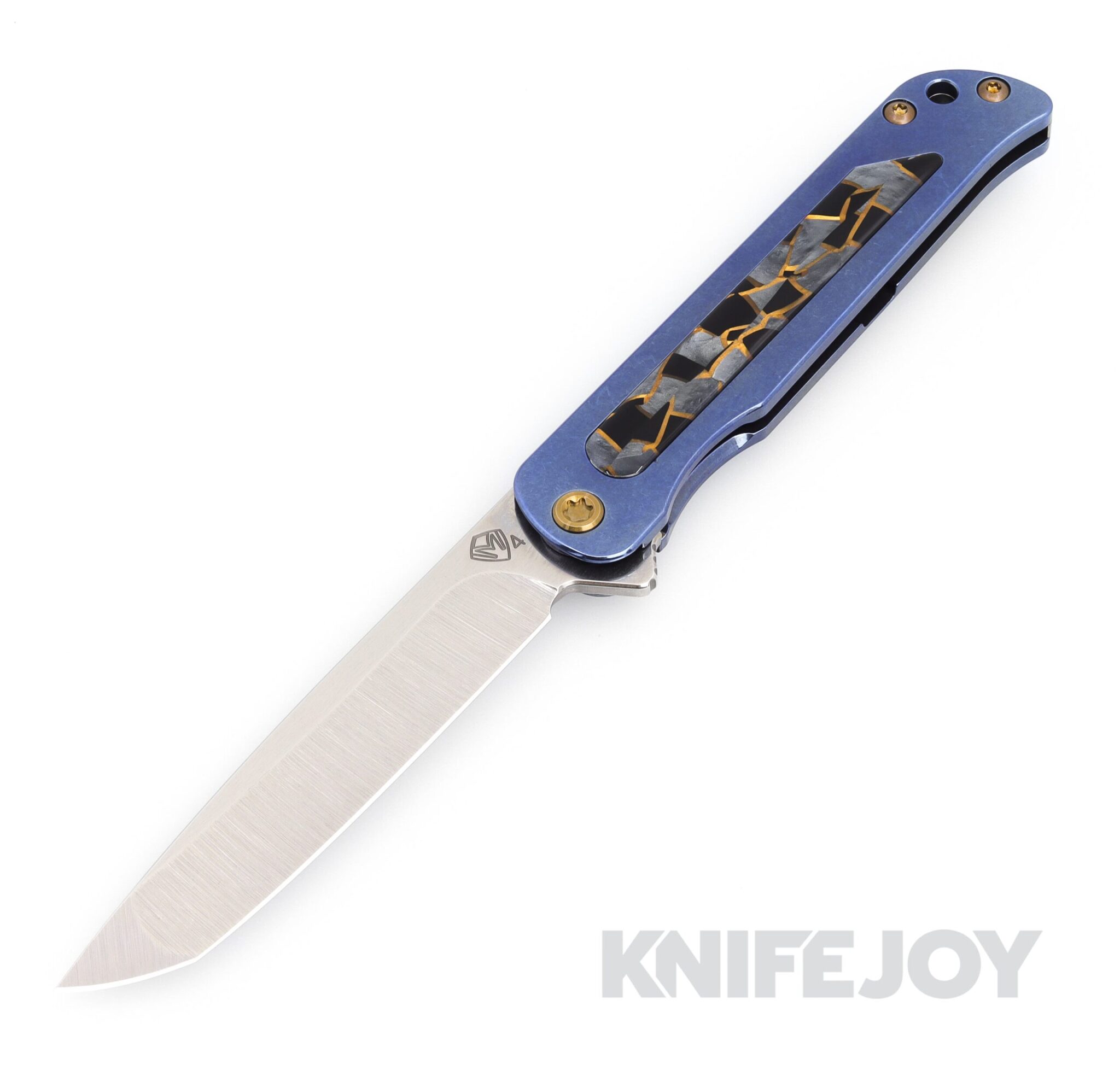Medford Knives T-Bone S45VN Tumbled Tanto Blade with Blue Mosaic Handles/ Blue Spring/ Bronze Hardware and Clip