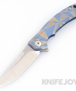 Zero Tolerance Knives ZT 0450 S35VN Blade with BoatRight Bladeworks Custom Engraved Fractal Blue Titanium Handles