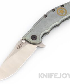 Zero Tolerance ZT 0562TI Rick Hinderer Design CPM-20CV Stonewash/ Satin Grinds Blade with BoatRight Customs Engraved Army Star Green/ Bronze Titanium Handles
