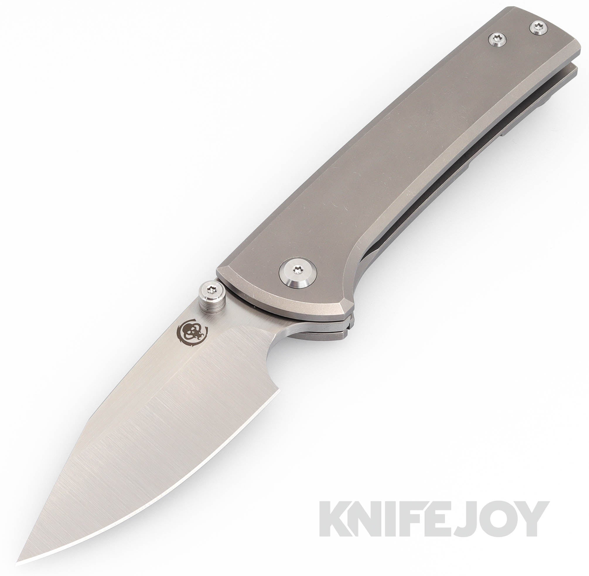 Chaves Knives Scapegoat Street Frame Lock Folder M390 Belt Finish Blade with Stonewash Titanium Handles
