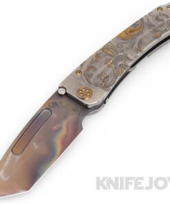 Medford Knives Marauder-H S45VN Vulcan Tanto Blade with Tumbled Deep Cut Laurel Leaf Filigree Handles/ Bronze Hardware and Clip