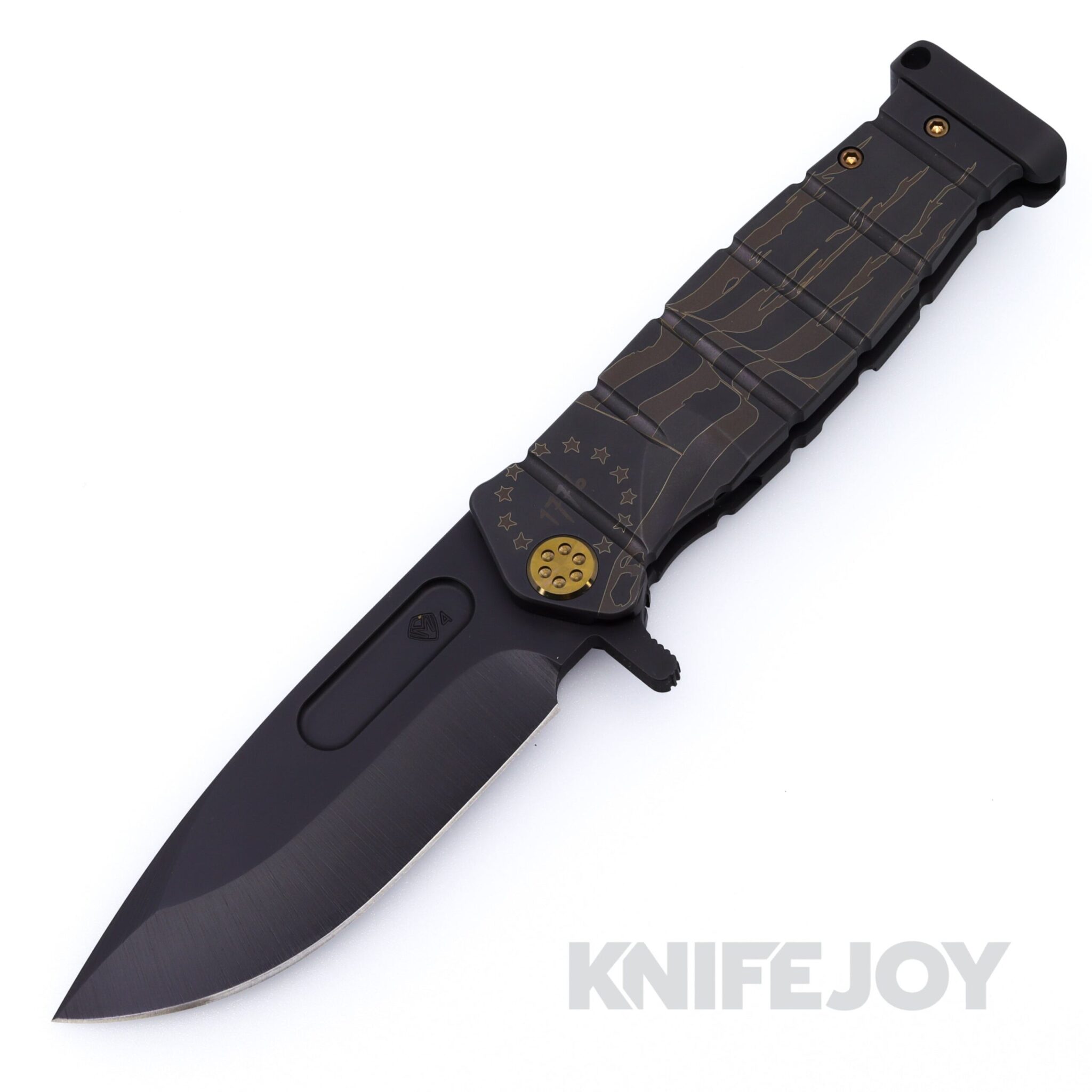 Medford Knives USMC FF S45VN DLC Blade with DLC "Ghosted Flag" Handle/ Bronze Hardware and Clip