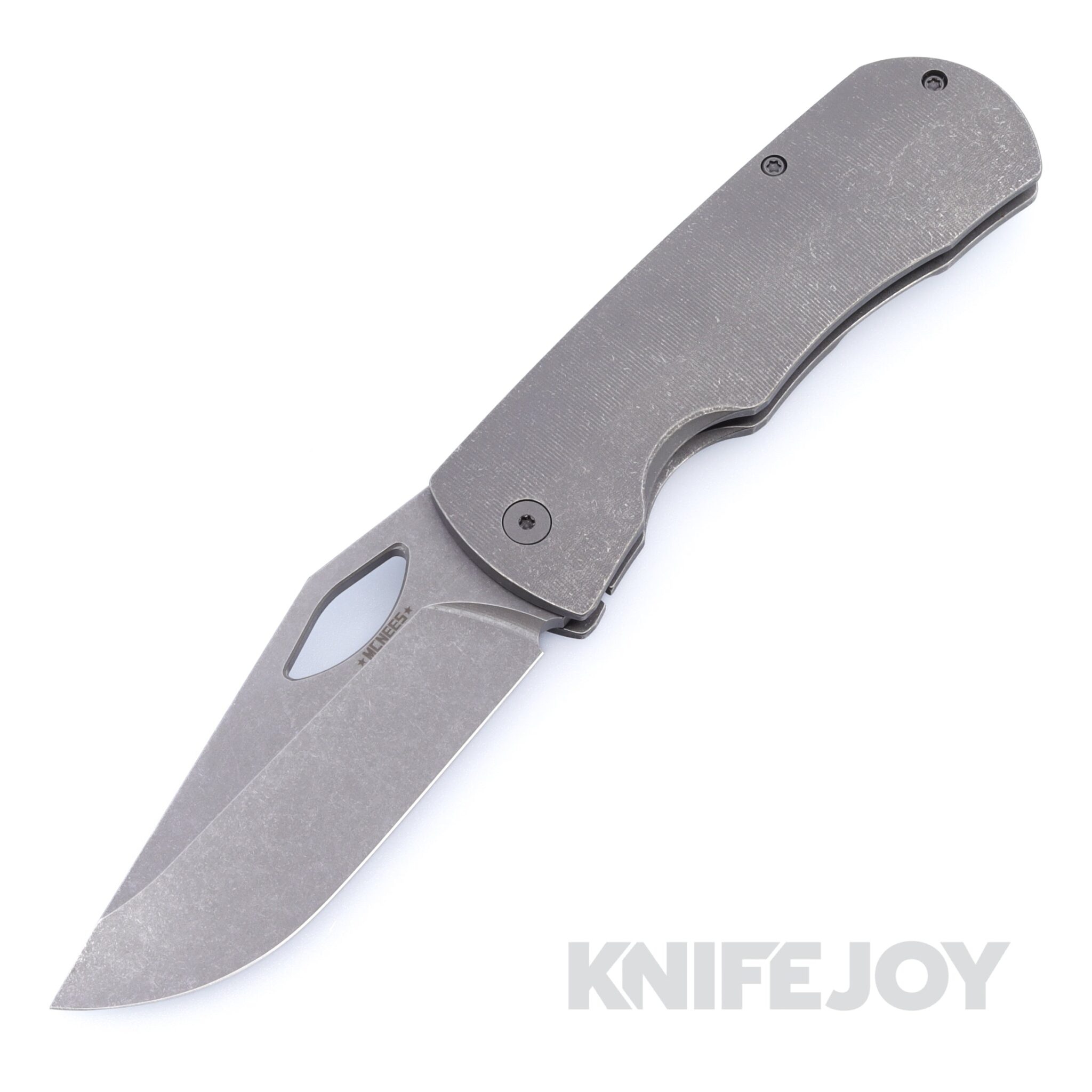 McNees Knives DX Dixon 3.75" Stonewash Magnacut Blade and Textured Stonewash Titanium Handles