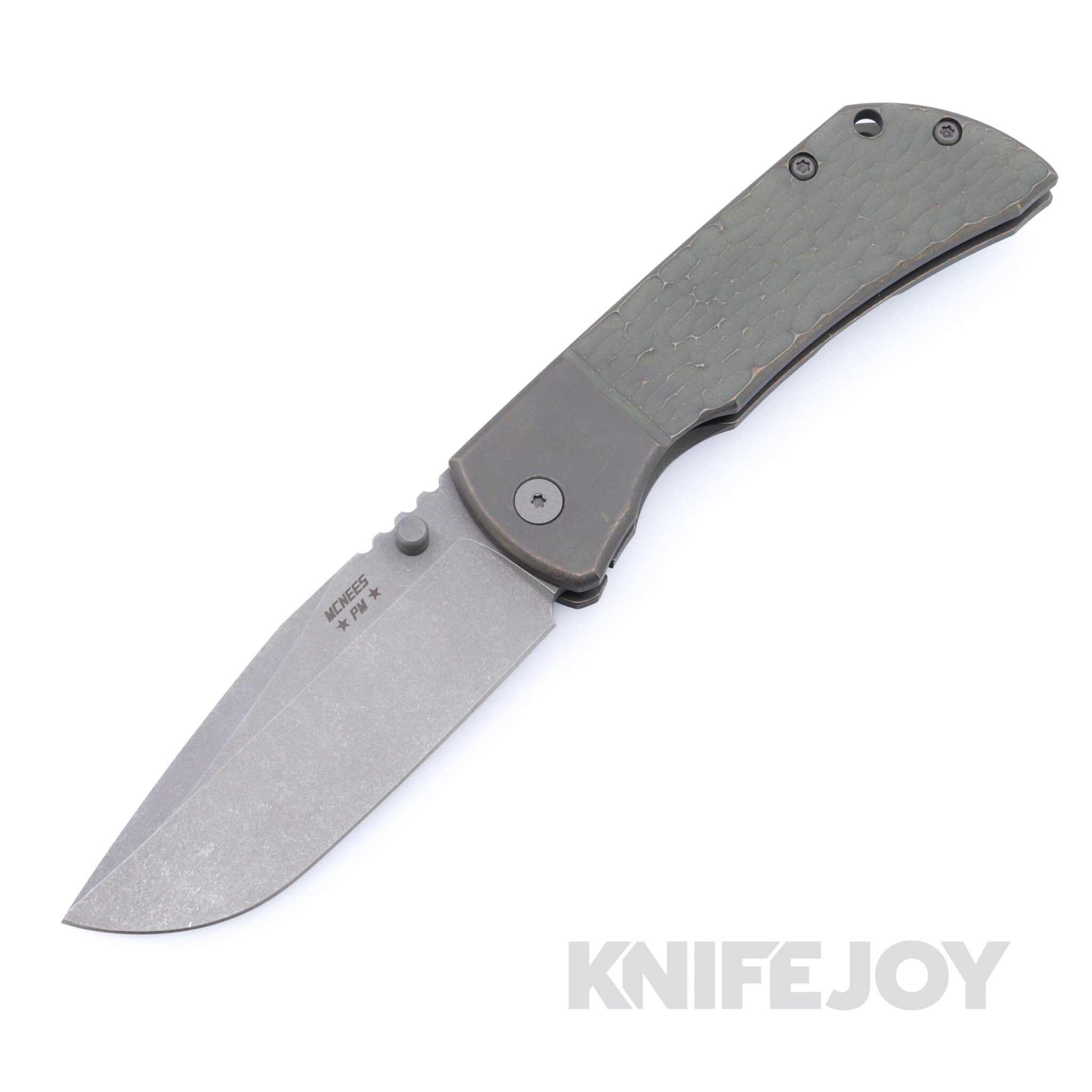 McNees Knives PM Mac2 3.5"- Gen2 Magnacut Drop Point Blade Bolster Jigged Bronze Anodized