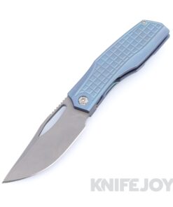 Prince Customs Protean Folder Knife 20CV Blade with Frag Textured Ice Blue Handles