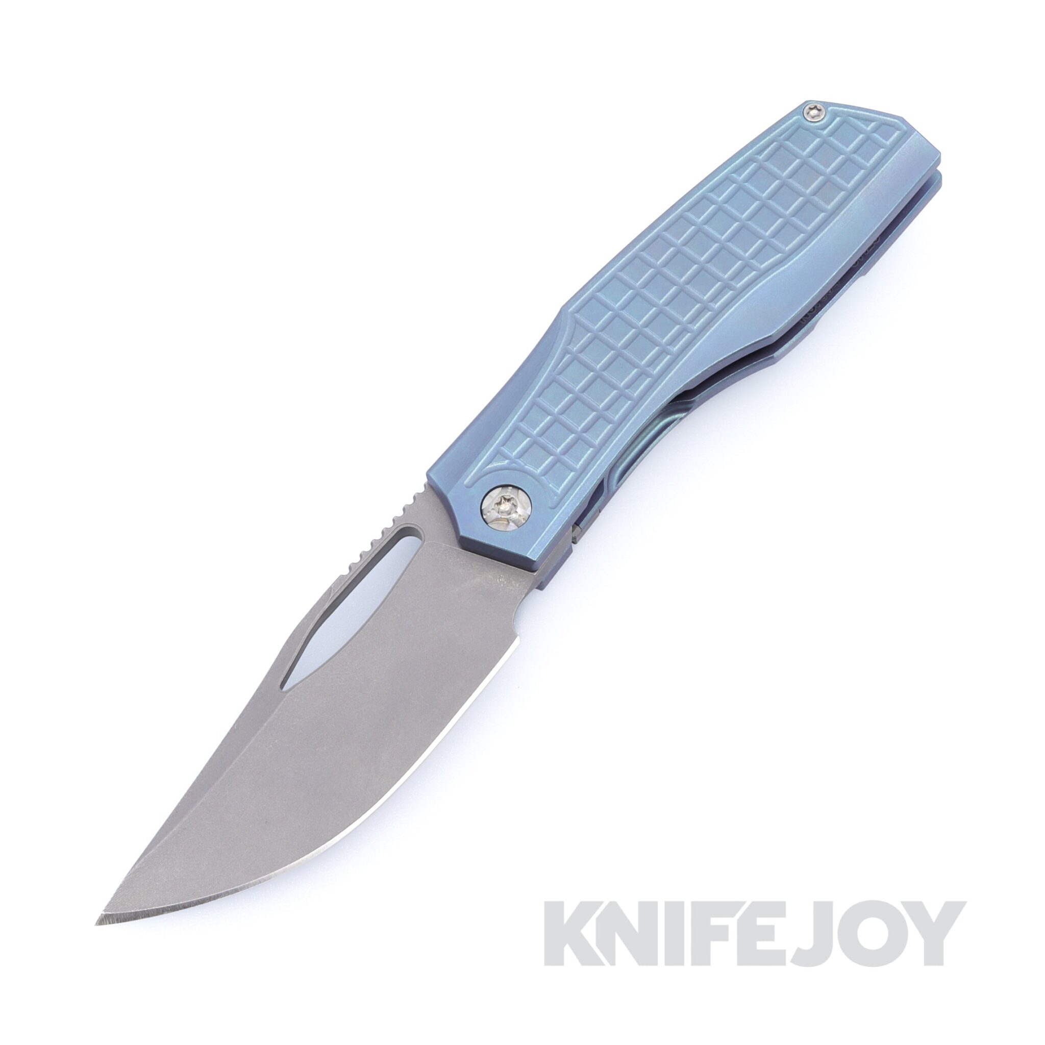 Prince Customs Protean Folder Knife 20CV Blade with Frag Textured Ice Blue Handles