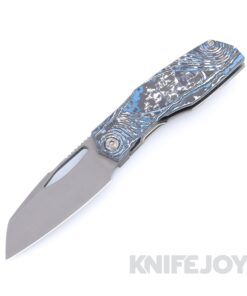 Prince Customs PNWCI Limited Edition Seaside Protean Folder Knife 20CV Blade with Blue / Gray Distressed Fatcarbon Handles