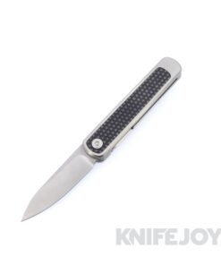Richard Rogers Knives Custom Pup Front Flipper CTS-XHP Blade with Fine Golfball Pattern Carbon Fiber Inlay Handle