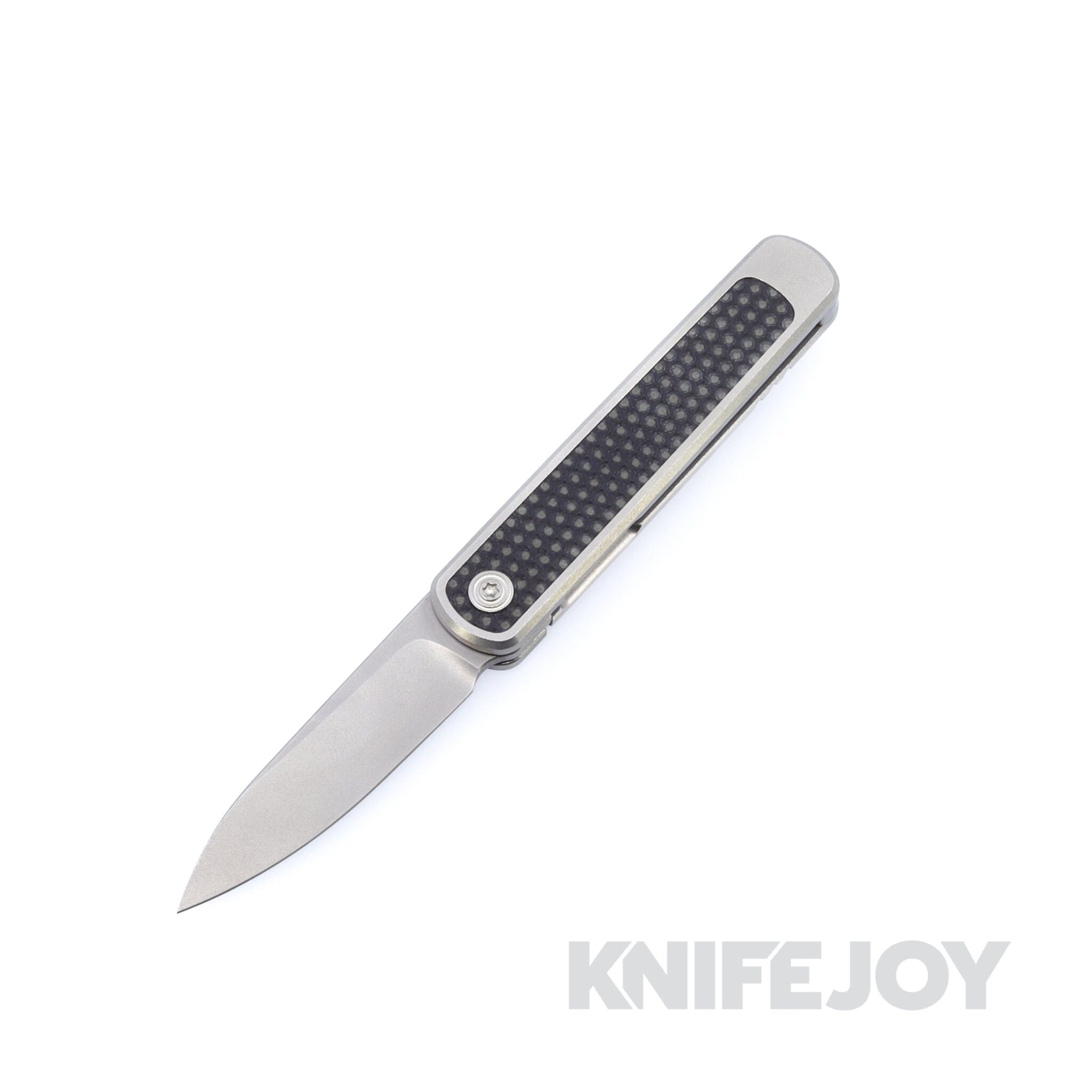 Richard Rogers Knives Custom Pup Front Flipper CTS-XHP Blade with Fine Golfball Pattern Carbon Fiber Inlay Handle
