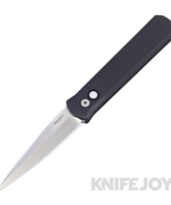 Pro-tech Knives 921-MOP GODFATHER Auto Plain Satin Blade with MOP Button and Solid Black Handle