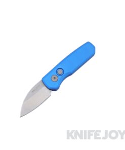 Pro-tech Knives R5301-Blue Auto Runt 5 Stonewash Wharncliffe Magnacut Blade with Smooth Blue Handle / Blasted Hardware and Clip